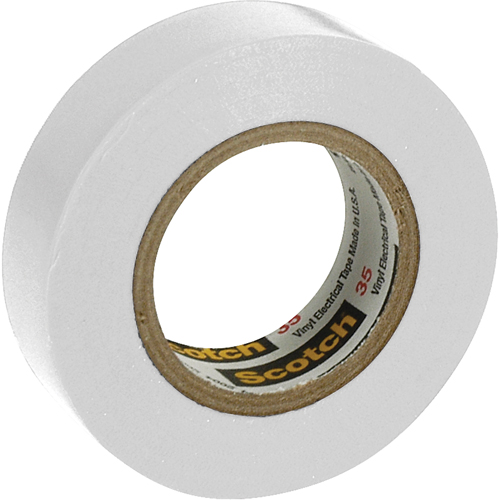 Rubans en vinyle pour codage en couleurs 35 Scotch, 12,7 mm (1/2") x 6,1 m (20'), Blanc, 7 mils Chandler Sales