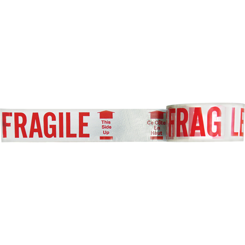 Ruban imprim&eacute; bilingue – Fragile ce c&ocirc;t&eacute; en haut, Rouge/blanc Chandler Sales