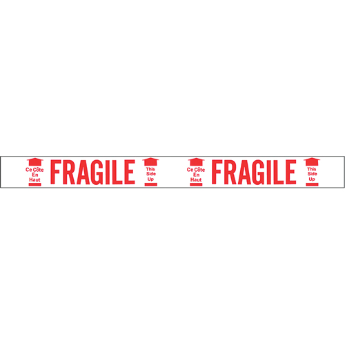 Ruban imprim&eacute; bilingue – Fragile ce c&ocirc;t&eacute; en haut, Rouge/blanc Chandler Sales