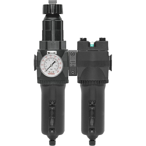 Filtre/r&eacute;gulateur + filtre coalescent drain manuel avec bol en m&eacute;tal Modulair 400, 1/4" NPT, 200 psi, Capacit&eacute; de 9,1 oz liq. Chandler Sales