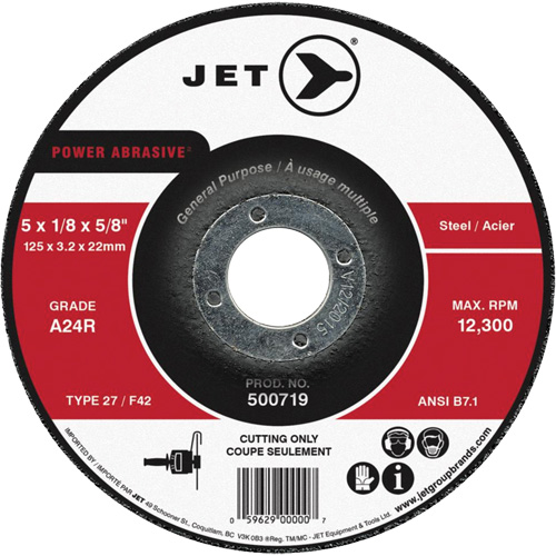 Power Abrasive Cut-Off Wheel, 7" x 1/8", 7/8" Arbor, Type 27, 8500 RPM Chandler Sales