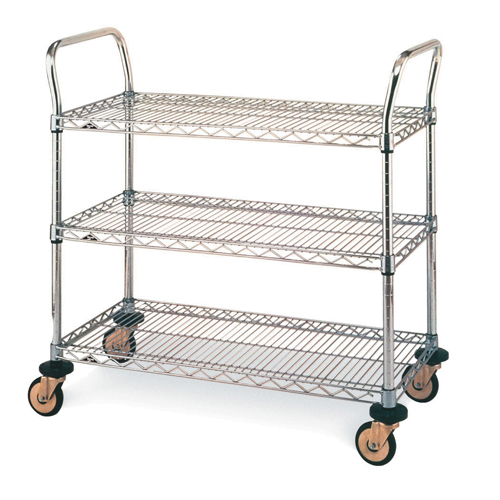 Chariot utilitaire &agrave; usage standard avec tablettes en treillis m&eacute;tallique, Chrom&eacute;, 24" x 39" x 36", Capacit&eacute; 375 lb Chandler Sales
