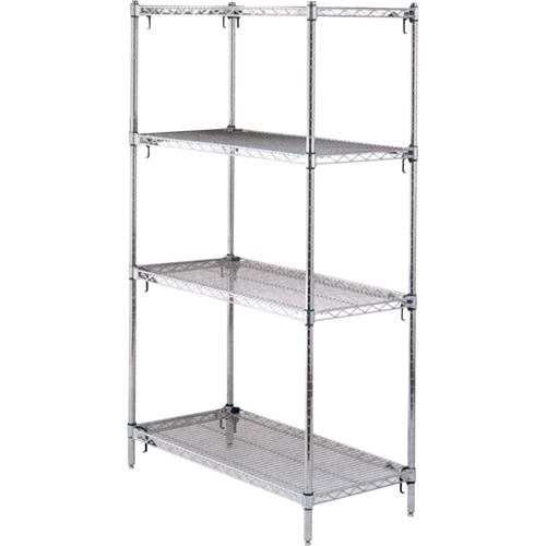 Shelving Unit, 4 Tiers, 36" W x 63" H x 18" D Chandler Sales