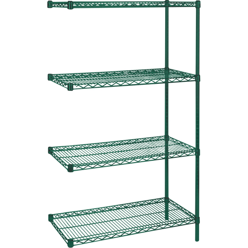 &eacute;tag&egrave;res robustes en treillis m&eacute;tallique au fini &eacute;poxy vert, Ensemble de Ajout, 4 Tablettes, 48" la x 63" h x 18" p Chandler Sales
