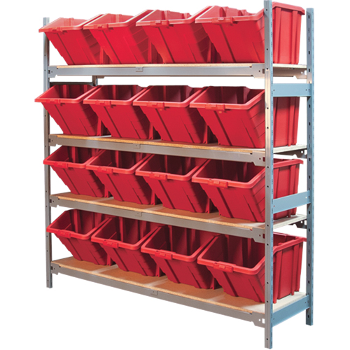 &eacute;tag&egrave;res larges avec bacs g&eacute;ants en plastique, Acier, Sans boulons, Capacit&eacute; 800 lb, 66" la x 72" h x 18" p Chandler Sales