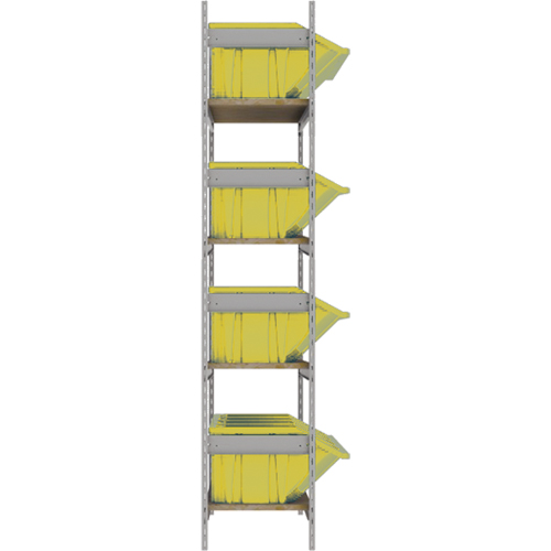 Wide Span Shelving with Jumbo Plastic Bins, Steel, Boltless, 800 lbs. Capacity, 66" W x 72" H x 18" D Chandler Sales