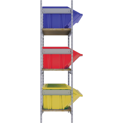 Wide Span Shelving with Jumbo Plastic Bins, Steel, Boltless, 800 lbs. Capacity, 66" W x 60" H x 18" D Chandler Sales