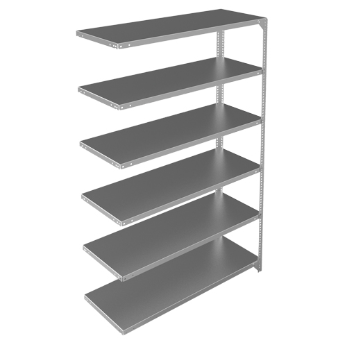 Shelving Unit, Galvanized Steel, Slotted Angle, Add-On, 48" W x 72" H x 18" D Chandler Sales