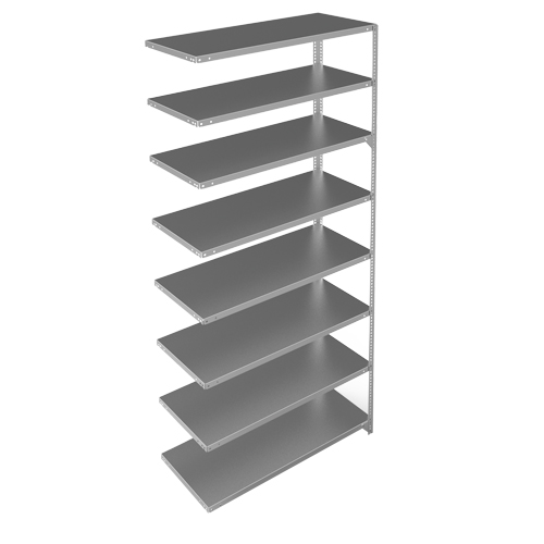 Shelving Unit, Galvanized Steel, Slotted Angle, 275 lbs. Capacity, 48" W x 96" H x 18" D Chandler Sales