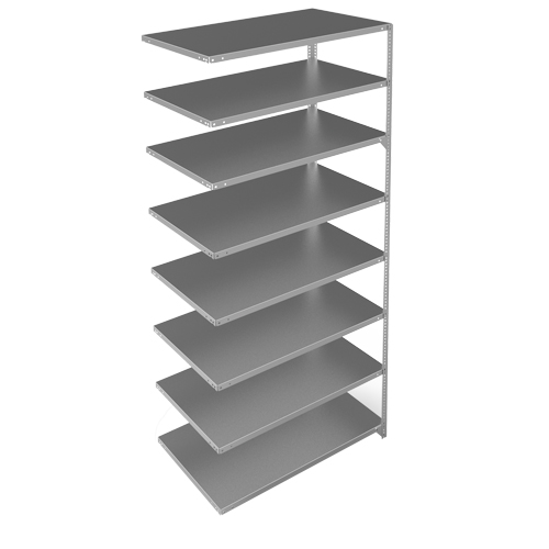 Shelving Unit, Galvanized Steel, Slotted Angle, Add-On, 48" W x 96" H x 24" D Chandler Sales