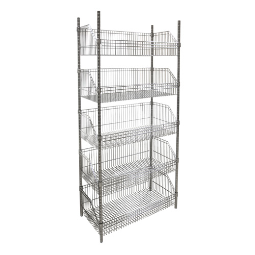 &eacute;tag&egrave;re &agrave; paniers-tablettes en treillis m&eacute;tallique, Tiers 5, 48" la x 74" h x 24" p Chandler Sales