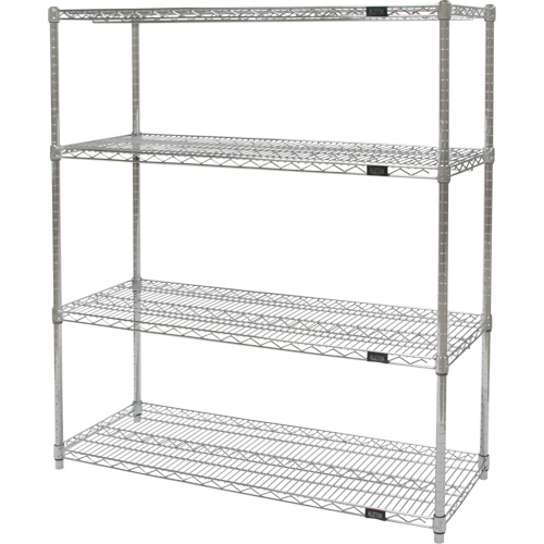 Heavy-Duty Chromate Wire Shelving, 4 Tiers, 30" W x 54" H x 18" D Chandler Sales