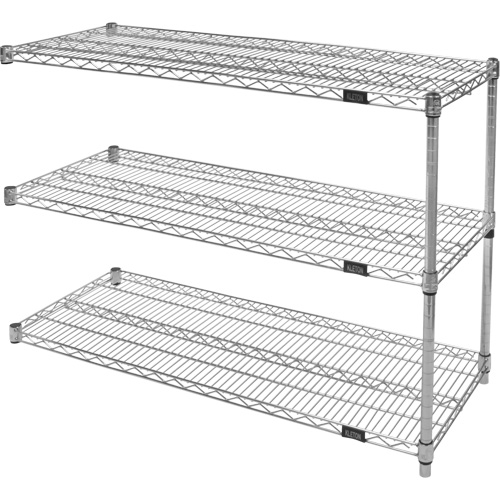 Heavy-Duty Chromate Wire Shelving, Add-On Kit, 3 Tiers, 30" W x 33" H x 14" D Chandler Sales