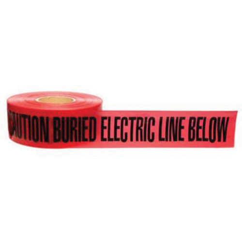 Ruban d'avertissement de danger souterrain Buried Electric Line Identoline, 3" la x 1000' lo, Noir/rouge Chandler Sales