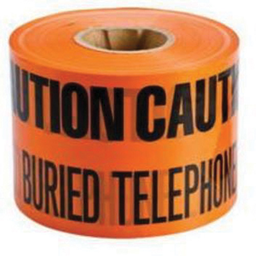 "Buried Telephone Line" Identoline&reg; Underground Warning Tape, 6" W x 1000' L, Black on Orange Chandler Sales