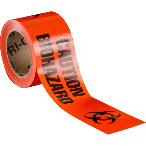 Barricade Tape, English, 3" W x 200' L, 3 mils, Black on Orange Chandler Sales