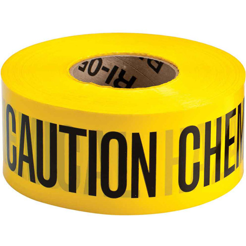 Barricade Tape, English, 3" W x 200' L, 3 mils, Black on Yellow Chandler Sales