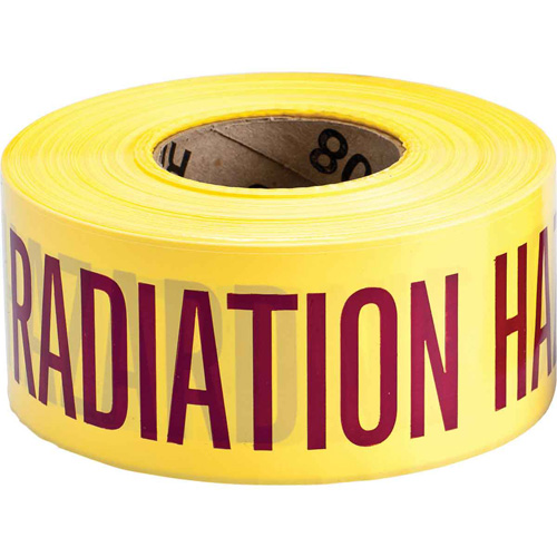 Barricade Tape, English, 3" W x 200' L, 3 mils, Magenta on Yellow Chandler Sales