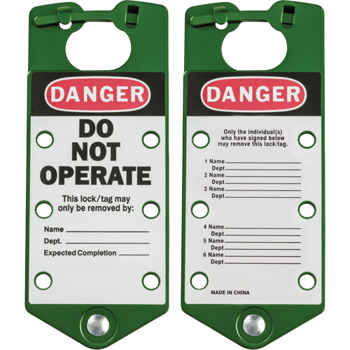 Labeled Lockout Hasps, Green Chandler Sales
