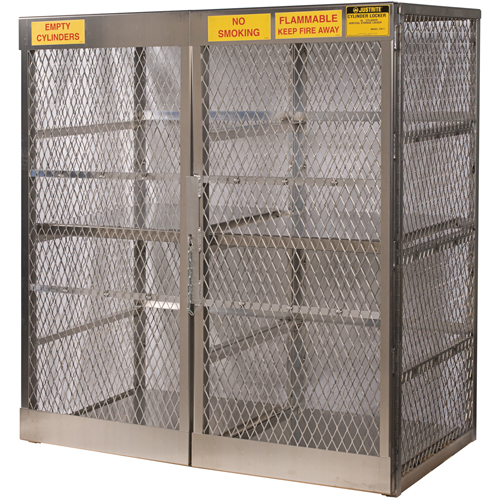 Aluminum LPG Cylinder Locker Storage, 16 Cylinder Capacity, 60" W x 32" D x 65" H, Silver Chandler Sales