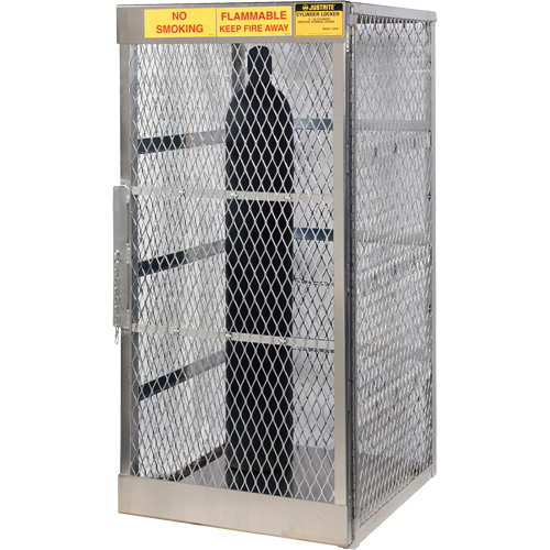 Aluminum LPG Cylinder Locker Storage, 10 Cylinder Capacity, 30" W x 32" D x 65" H, Silver Chandler Sales