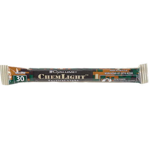 B&acirc;tons de s&eacute;curit&eacute; luminescents Cyalume 6", Jaune, Dur&eacute;e 30 min Chandler Sales