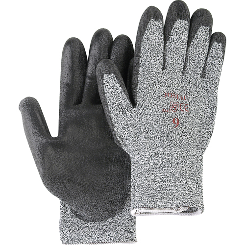 Gants de tricot poivre & sel avec rev&ecirc;tement de paume noir, Taille Petit/7, Rev&ecirc;tement Polyur&eacute;thane, Enveloppe en PEHP, ANSI/ISEA 105 niveau 2 Chandler Sales