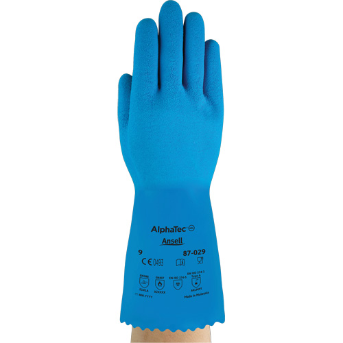 Gants AlphaTec 87-029, Taille Grand/9, 12" lo, Latex de caoutchouc, Doublure en Nylon, 50 mils Chandler Sales