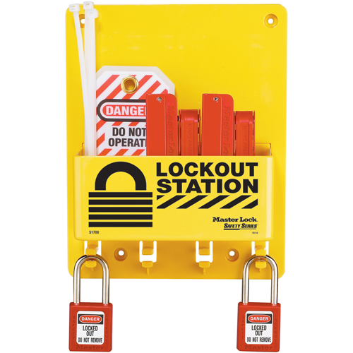 Compact Lockout Station, Thermoplastic Padlocks, 4 Padlock Capacity, Padlocks Included Chandler Sales