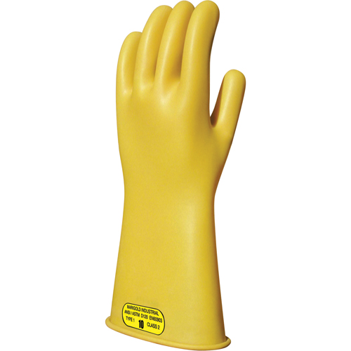 Gants isolants en caoutchouc naturel jaune, ASTM classe 2, Taille 8, 14" lo Chandler Sales