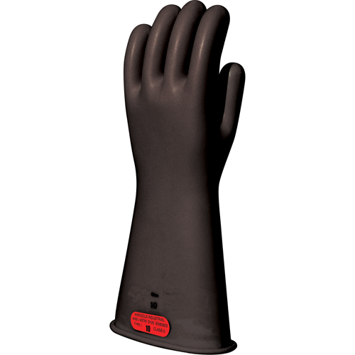 Black Natural Rubber Insulating Gloves, ASTM Class 0, Size 8, 14" L Chandler Sales