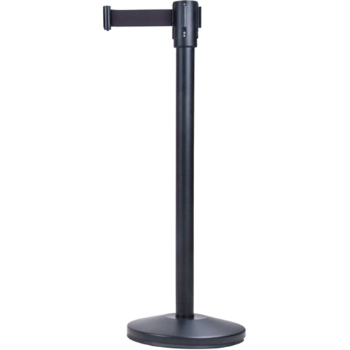 Barri&egrave;res sur pieds pour le contr&ocirc;le des foules, Acier, 35" h, Ruban Noir, Longueur du ruban 7' Chandler Sales