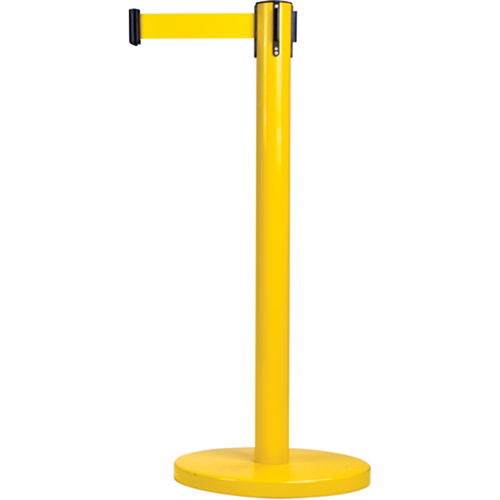 Barri&egrave;res sur pieds pour le contr&ocirc;le des foules, Acier, 35" h, Ruban Jaune, Longueur du ruban 7' Chandler Sales