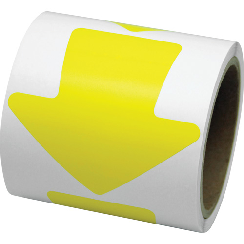 Coloured Floor Marking Decals, Arrow, 4" L x 4" W, Yellow, Vinyl Chandler Sales