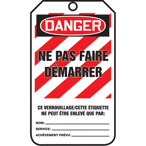 &eacute;tiquettes de verrouillage, Papier cartonn&eacute;, 3-1/8" la x 5-7/8" h, Français Chandler Sales