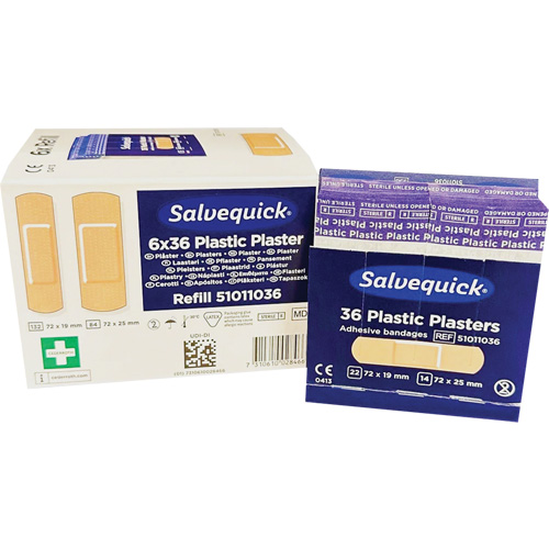 Syst&egrave;mes de distribution de bandages Salvequick - recharges st&eacute;riles, Rectangulaire/carr&eacute;e, Plastique, St&eacute;rile Chandler Sales