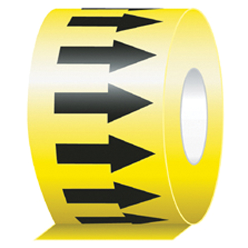 Directional Flow Arrow Tapes, 108', Black on Yellow Chandler Sales
