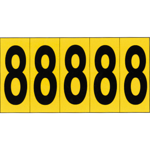 Individual Adhesive Number Markers, 8, 3-7/8" H, Black on Yellow Chandler Sales