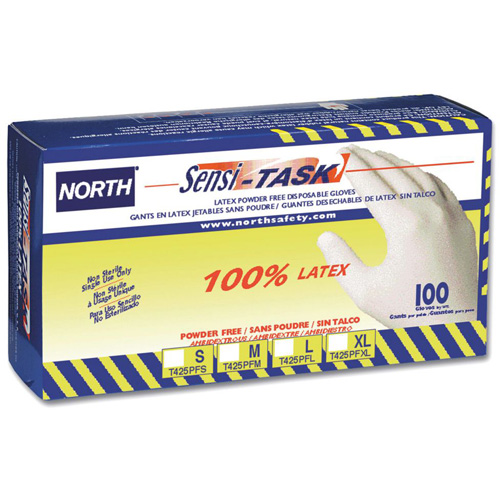 North&reg; Sensi-Task Disposable Gloves, Small, Latex, 5-mil, Powder-Free, White Chandler Sales