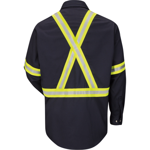 Chemise de travail avec bordure r&eacute;fl&eacute;chissante, Coton/nylon, Moyen, Orange haute visibilit&eacute; Chandler Sales