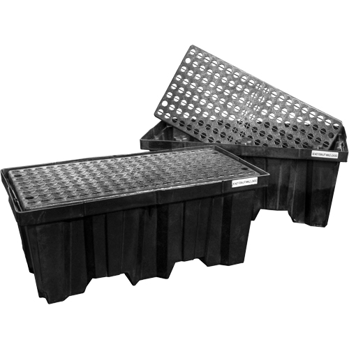 Palettes emboîtables pour contr&ocirc;le des d&eacute;versements, Capacit&eacute; de d&eacute;versement 66 gal. US, 51" x 26" x 21" Chandler Sales