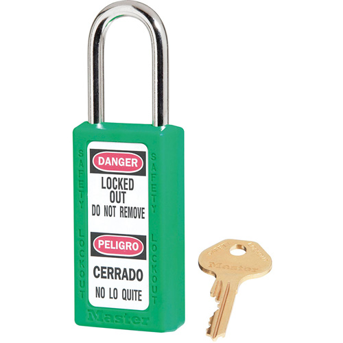 411 Zenex Safety Padlocks, Green, Keyed Alike, Thermoplastic, 1-1/2" Width Chandler Sales