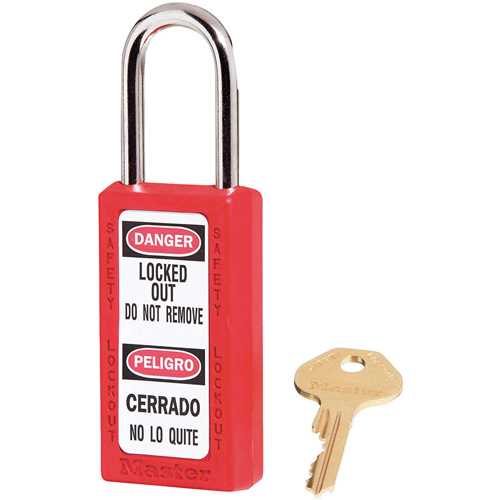 Cadenas de s&eacute;curit&eacute; Zenex 411, Rouge, Cl&eacute;s identiques, Thermoplastique, Largeur de 1-1/2" Chandler Sales