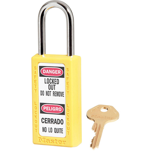 411 Zenex Safety Padlocks, Yellow, Keyed Alike, Thermoplastic, 1-1/2" Width Chandler Sales