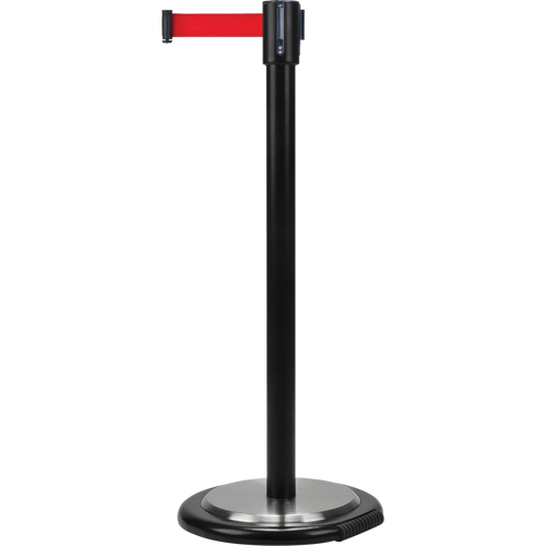 Free-Standing Crowd Control Barrier, Steel, 35" H, Red Tape, 7' Tape Length Chandler Sales