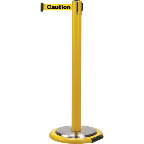 Free-Standing Crowd Control Barrier, Steel, 35" H, Yellow Tape, 7' Tape Length Chandler Sales