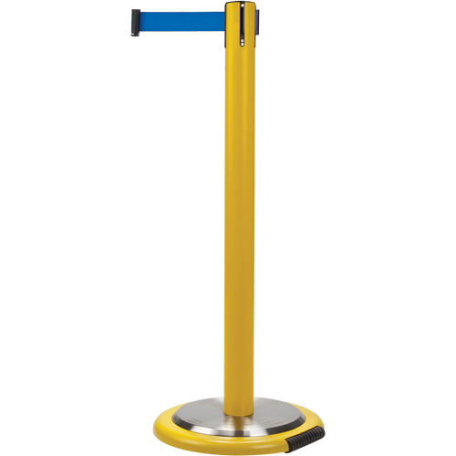 Barri&egrave;res sur pieds pour le contr&ocirc;le des foules, Acier, 35" h, Ruban Bleu, Longueur du ruban 7' Chandler Sales