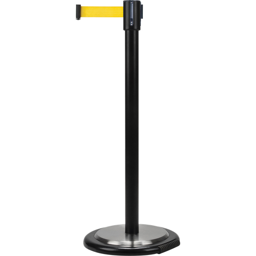 Free-Standing Crowd Control Barrier, Steel, 35" H, Yellow Tape, 12' Tape Length Chandler Sales