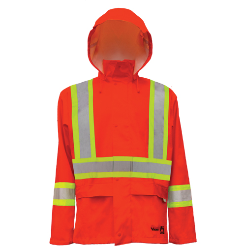 Vestes de s&eacute;curit&eacute; imperm&eacute;ables ignifuges haute visibilit&eacute; en polyur&eacute;thane, Petit, Orange haute visibilit&eacute; Chandler Sales