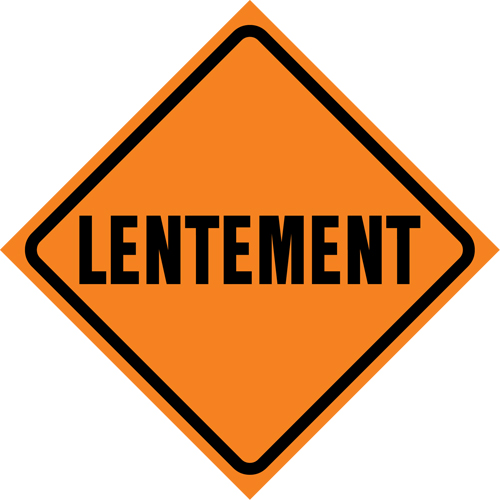 Enseigne enroulable de circulation  Lentement , 29-1/2" x 29-1/2", Vinyle, Français Chandler Sales